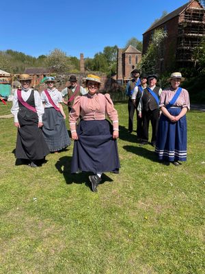 Jess Hodgkiss, Visitor Engagement Team Leader, helps the team at Blists Hill Victorian Town practise their country dancing ahead of the Victorian Spring Fair