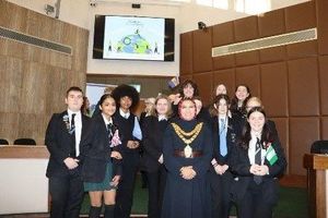 Lyndon School pupils with the Mayor of Solihull