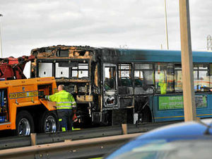 Supporting image for story: Bus fire causes traffic tailbacks on A460