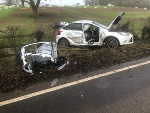 Supporting image for story: Driver cut free after two-car crash near Whitchurch