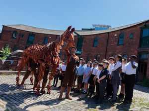 Supporting image for story: War Horse puppet visits historic stables ahead of Birmingham Hippodrome shows - in pictures