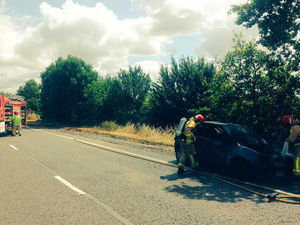 Supporting image for story: Traffic disruption as car catches fire on M54 in Shropshire