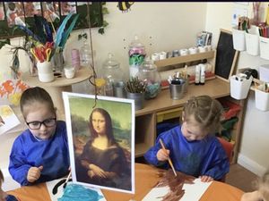 Supporting image for story: Famous paintings including Mona Lisa recreated by children at nursery school