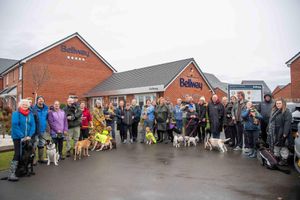 Homebuilder Bellway donated £350 to dog rescue organisation the Max and George Trust and held a dog walking event at its Sheasby Park development to mark the occasion.