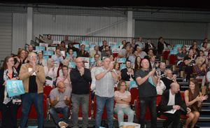 Cheering crowds at the Brexit Party rally