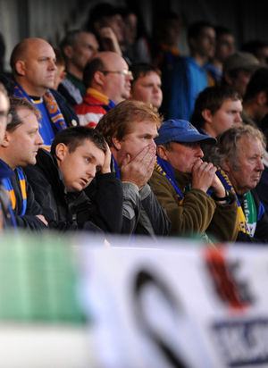 Shrewsbury Town fans watch their team lose 3-1 at Blyth Spartans