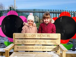 Supporting image for story: Buddy bench place to sit and talk for Telford primary school