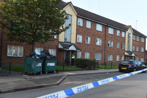 Police at the scene of the stabbing in Roundlea Road. Photo: Snapper SK