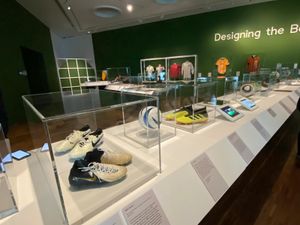 Boots on show include those warn by Pele and gloves warn by Manuel Neuer can also be seen