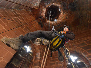Supporting image for story: Watch: Lichfield Cathedral pigeons are no match for 'spiderman'