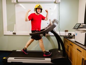 Supporting image for story: Firefighter's 100-km walk for disabled girl helps fund new walking machine