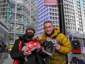 Supporting image for story: Deck the paws! Big Issue tabards help vendors’ dogs keep warm this Christmas