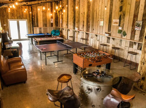 The incredible games room at Pastures Barn, part of the Hollydale Cottages collection in Leek, Staffordshire. Complete with pool, table tennis, air hockey, and foosball, it’s a family favourite that helped the property win Gold for Best for Young Families at the 2025 Sykes Gems Awards