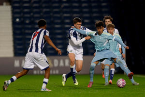 Midfielder Matty Crowther battles it out in the win over Juventus. (Photo by Adam Fradgley/West Bromwich Albion FC via Getty Images)