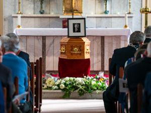 Mick O’Dwyer’s coffin at his funeral at St Finian’s Church in Waterville