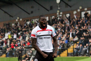 Hednesford Town’s Ahkeem Rose celebrates. Picture via: Harry Owen
