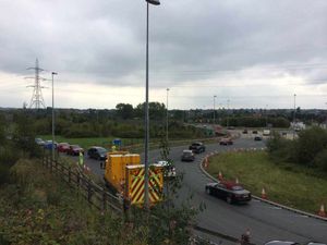 Traffic backed up around Orbital Way. Photo Danielle Zazulak @danizaz