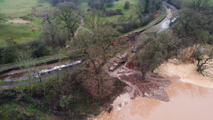 The scene in Whitchurch, Shropshire, where emergency services declared a major incident. Photo: Andy Kelvin/PA Wire