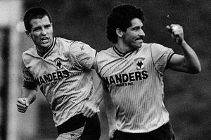 Steve Bull and Andy Thompson formed a crucial part of Wolves' side.