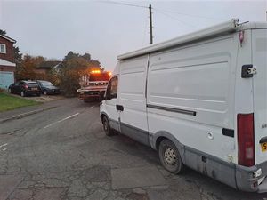 Supporting image for story: 'The junction was made safe again' say Oswestry officers who towed away badly parked van
