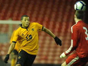 Nathaniel Mendez-Laing in FA Youth Cup action for Wolves against Liverpool at Anfield