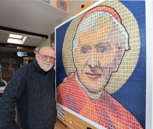 Pete Mason from Hednesford has made a portrait of Cardinal Newman out of stamps.
