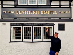Russ outside the Ye Olde Leathern Bottel, Wednesbury