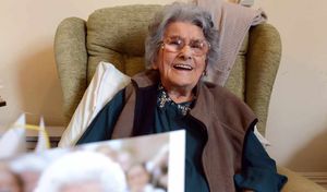 Violet Edwards celebrating her 107 birthday at Rylands Nursing Home in Newport