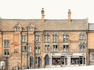 Supporting image for story: Artist embarks on history lesson in latest stunning Shrewsbury streetscape work