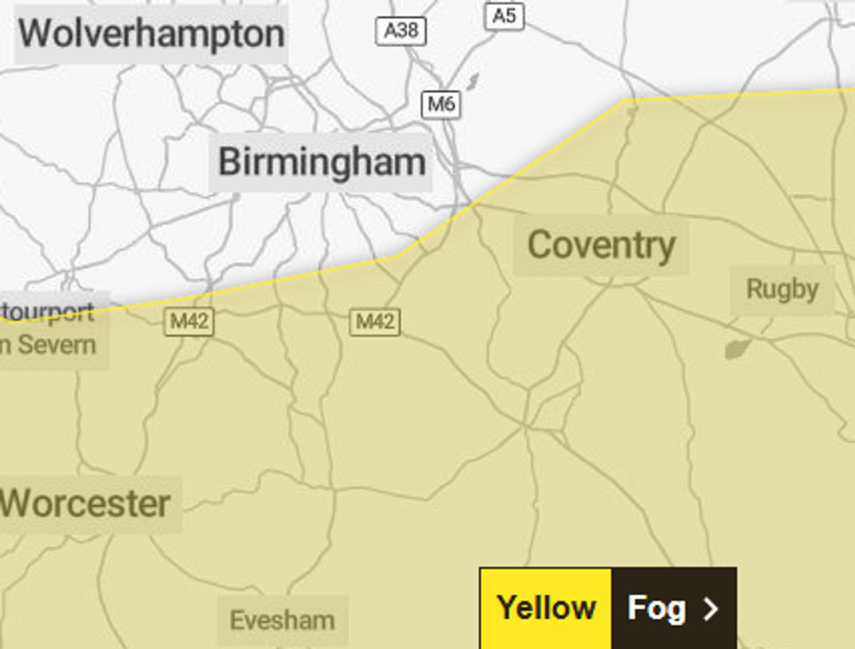Yellow weather warning and fog in parts of Shropshire and Mid Wales as drivers warned to take care Yellow weather warning and fog in parts of Shropshire and Mid Wales as drivers warned to take care