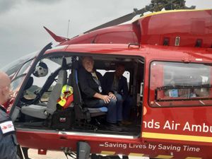 Supporting image for story: Air ambulance above motorway as M54 closed in both directions