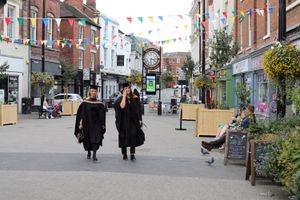 Graduates headed into Wellington to celebrate after the ceremony