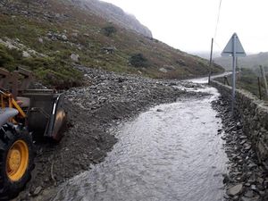 The landslide which lead to the closure of the A5 between Bethesda and Betws-y-Coed in both directions. Picture: @TrafficWalesN