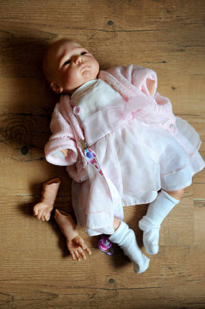 Susan Hearsey's life doll, which staff nurses at Walsall Manor Hospital allegedly cut off the dolls arms and kicked it around like a football
