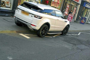 This driver left the car half on the pavement