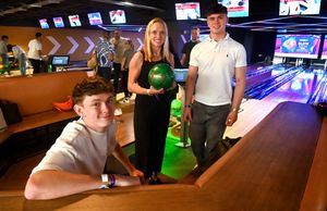 The new Superbowl UK leisure facility has opened in the Mander Centre, Wolverhampton. (L-R) Henry , Tracy and Edward Smith from Stafford.