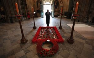 The grave of the Unknown Warrior at Westminster Abbey.