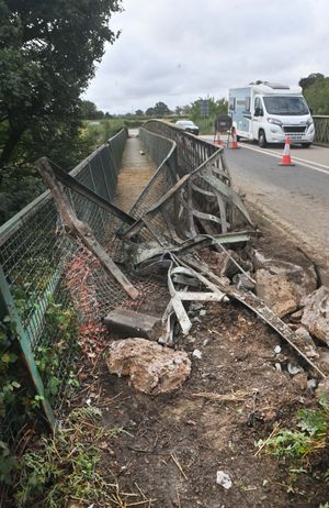 Onibury, near Ludlow, after the collision on Monday evening