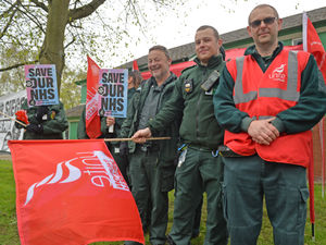 Supporting image for story: West Midlands ambulance workers take to the pickets in battle over pay and safe staffing levels