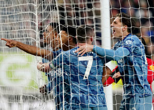 
              
Aston Villa's Ollie Watkins gestures to the Brentford fans 