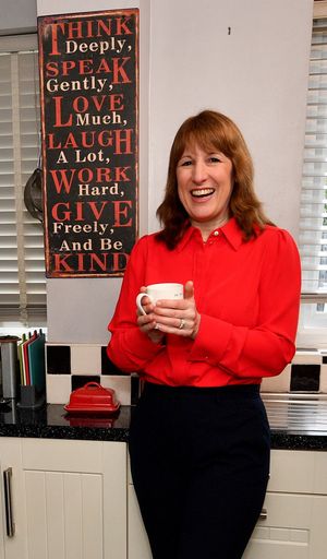 Chancellor Rachel Reeves enjoying a cuppa in the family kitchen
