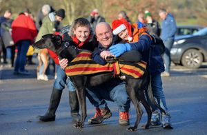 David Field with William and Thomas Field, and Angus the dog at a recent winter walk organised by Hector's Greyhound Rescue