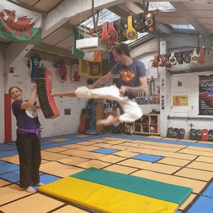 Matthew demonstrating a jump kick