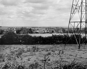 Little Wenlock and Coalmoor panorama, general view, landscape, c.1962. We are looking towards Horsehay and Dawley with what looks like Dawley church tower in the distance.