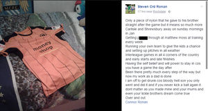 Connor Ronan's father Steve posted the message on Facebook