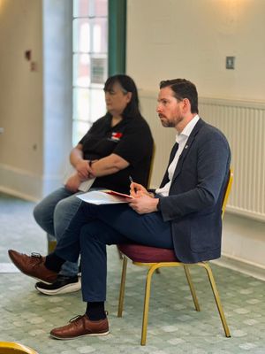 Alex Ballinger MP with Rachael Gardner, Chief Executive of We Love Carers, at the recent SEND roundtable in Halesowen.