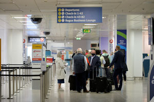 Holidaymakers gather at Birmingham Airport
