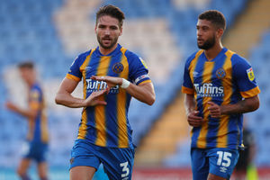 Luke Leahy of Shrewsbury Town celebrates after scoring a goal to make it 1-1 (AMA)