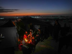 Supporting image for story: Displaced Palestinians enduring winter with little protection from cold