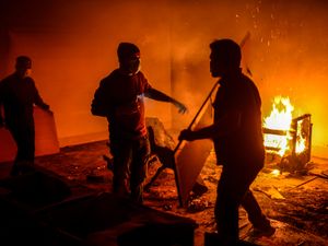 Supporting image for story: Bangladeshi protesters storm and destroy house linked to exiled former PM Hasina